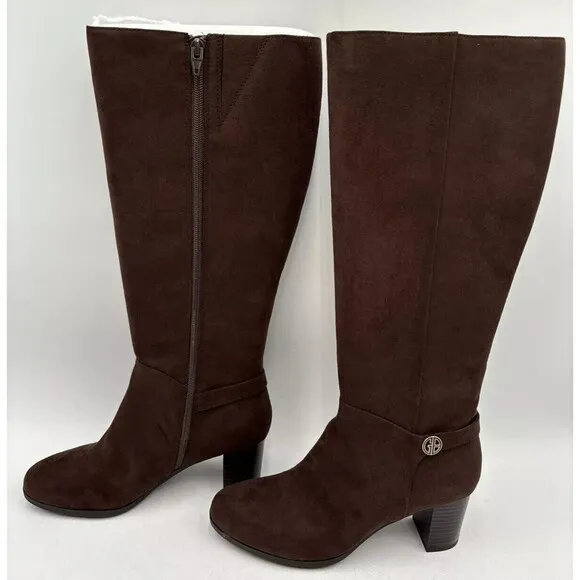 Giani Bernini chocololate Brown Suede Round Toe Zip Knee High Boots size 7.5M