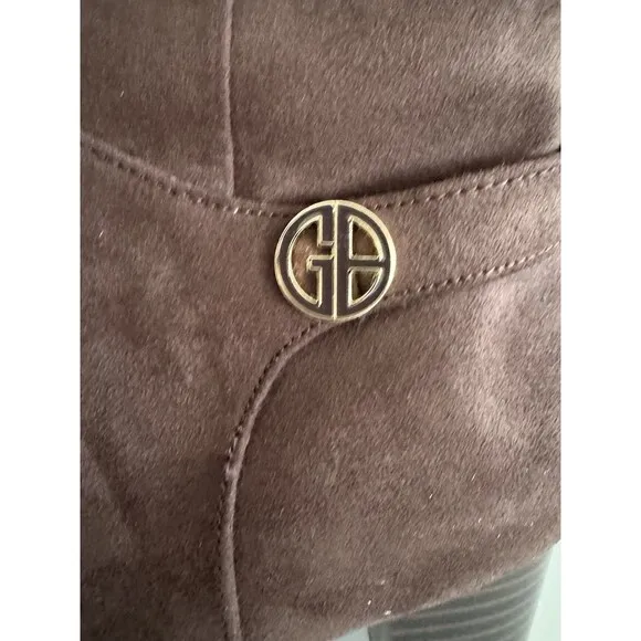 Giani Bernini chocololate Brown Suede Round Toe Zip Knee High Boots size 7.5M