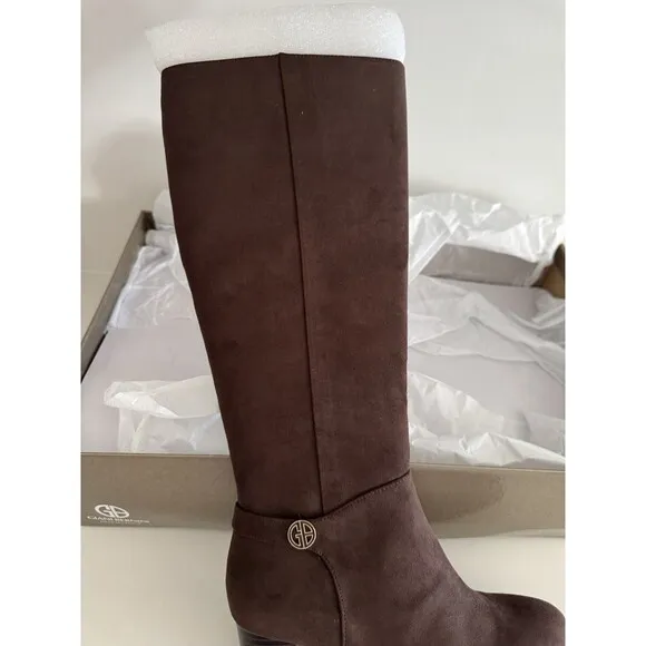 Giani Bernini chocololate Brown Suede Round Toe Zip Knee High Boots size 7.5M