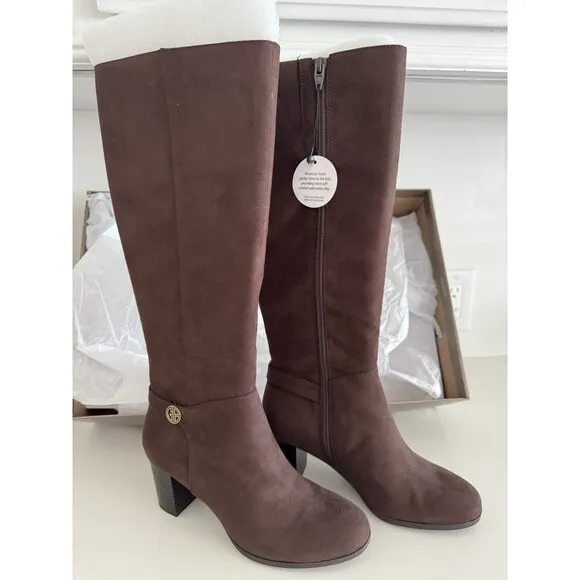 Giani Bernini chocololate Brown Suede Round Toe Zip Knee High Boots size 7.5M