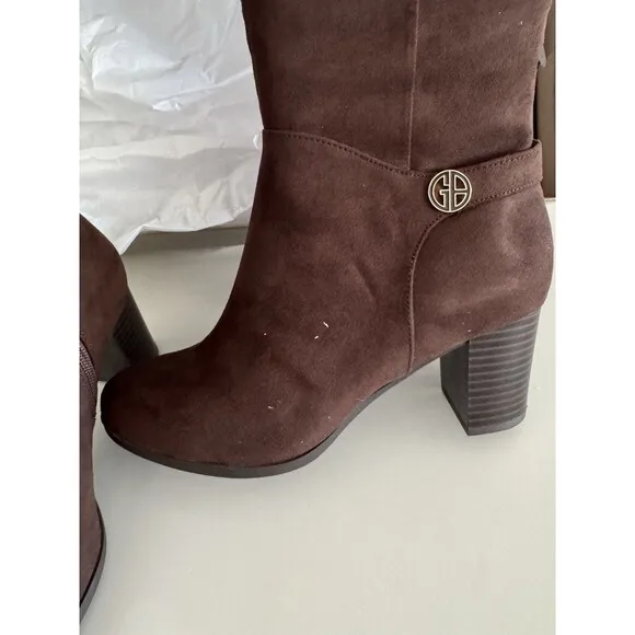 Giani Bernini chocololate Brown Suede Round Toe Zip Knee High Boots size 7.5M