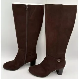 Giani Bernini chocololate Brown Suede Round Toe Zip Knee High Boots size 7.5M