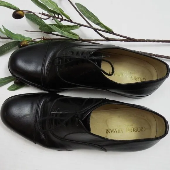 Giorgio Armani Mens Black Oxford dress shoes 7.5