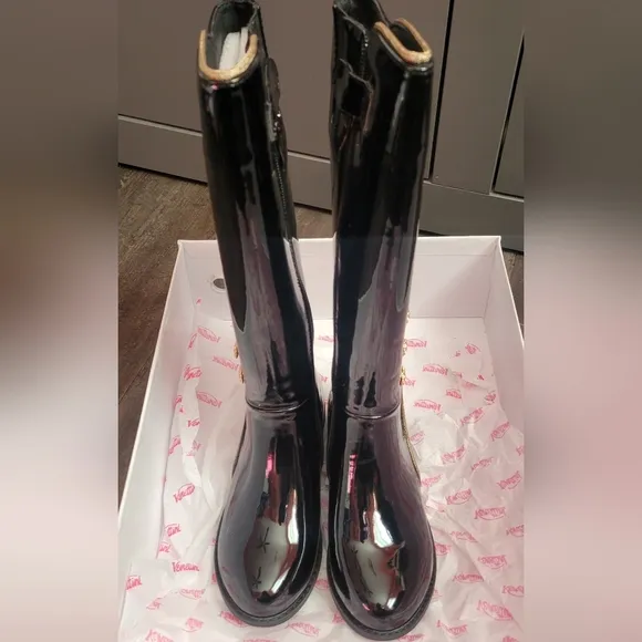 Girls Venettini Patent Leather Knee Boots