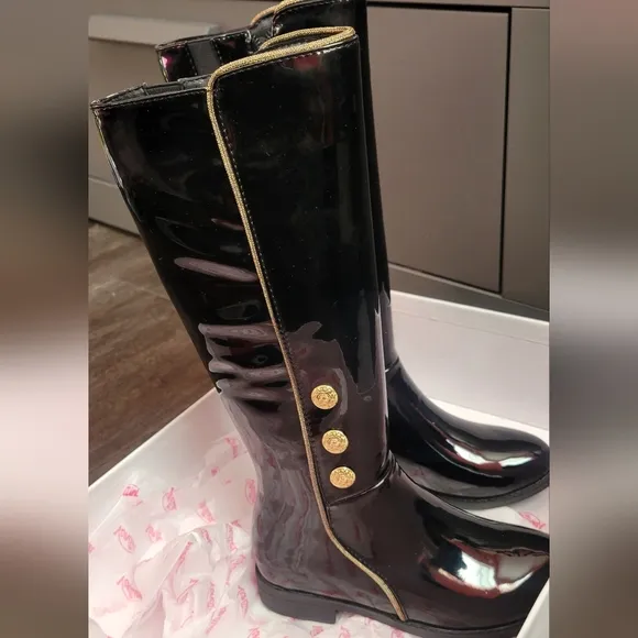 Girls Venettini Patent Leather Knee Boots