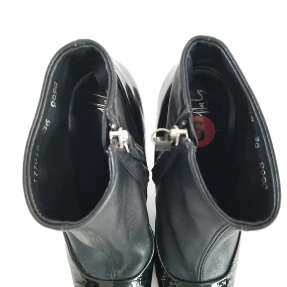 Giuseppe Zanotti Black Leather Patent Sock Boots