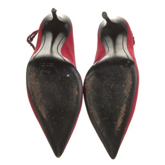 Giuseppe Zanotti Red Suede Leather High Heel Shoes Ankle Booties EU 38.5