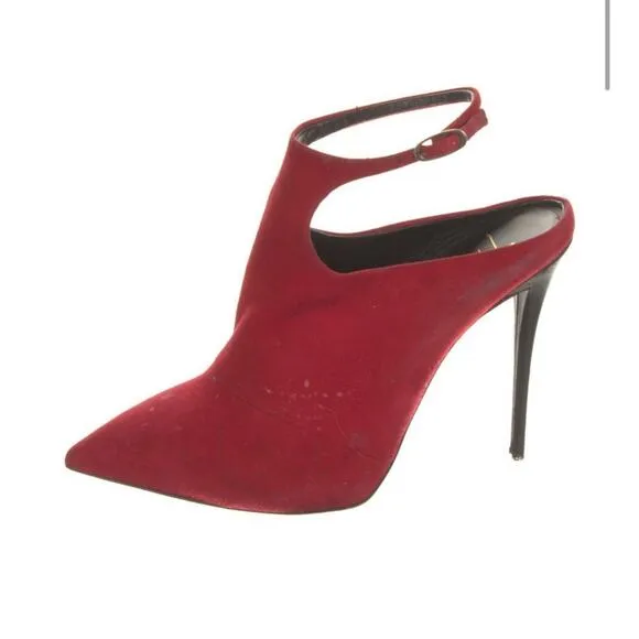 Giuseppe Zanotti Red Suede Leather High Heel Shoes Ankle Booties EU 38.5