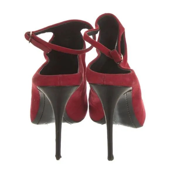 Giuseppe Zanotti Red Suede Leather High Heel Shoes Ankle Booties EU 38.5