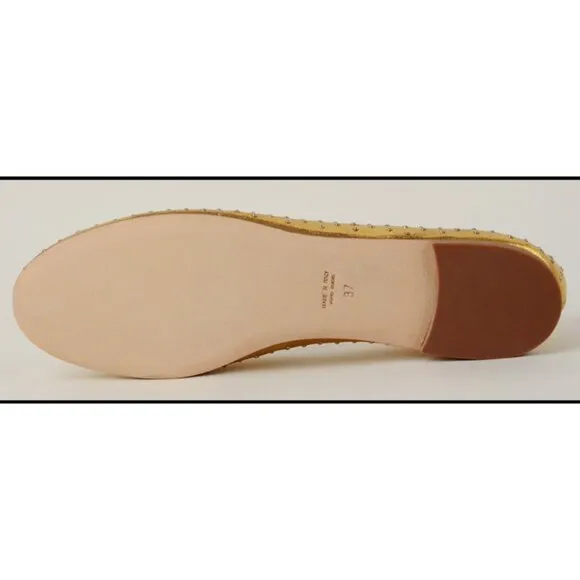 GIUSEPPE ZANOTTI SHOES BALLET FLATS STUDDED GOLD LEATHER IT 36 US 6
