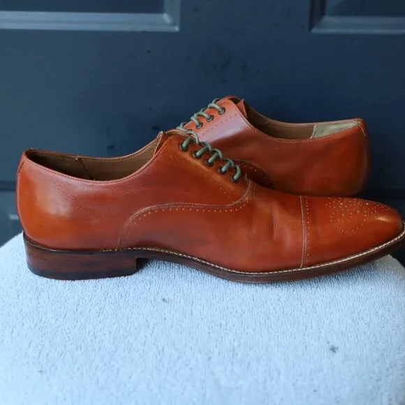 Grenson 9-M Brown Mens Cap Toe Oxford Dress Shoes