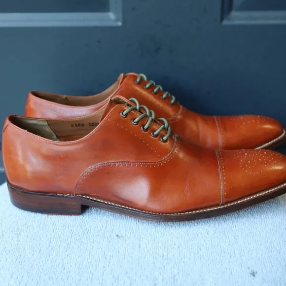Grenson 9-M Brown Mens Cap Toe Oxford Dress Shoes