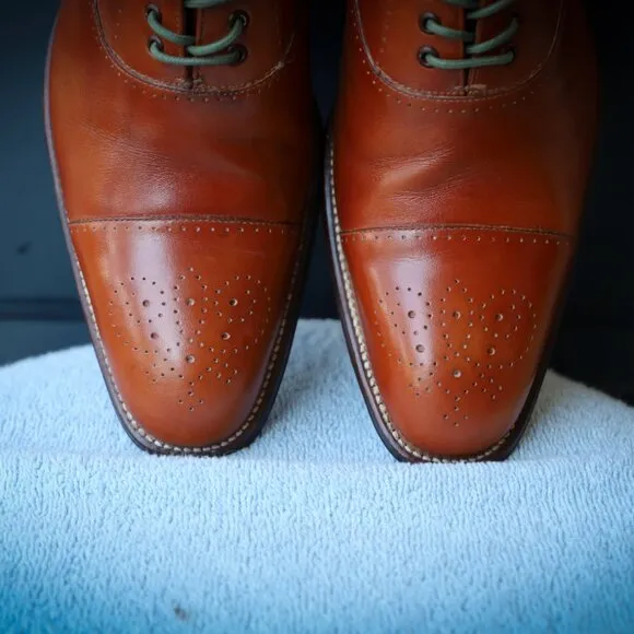 Grenson 9-M Brown Mens Cap Toe Oxford Dress Shoes
