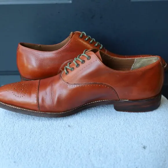 Grenson 9-M Brown Mens Cap Toe Oxford Dress Shoes