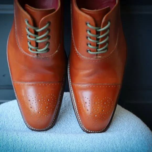 Grenson 9-M Brown Mens Cap Toe Oxford Dress Shoes