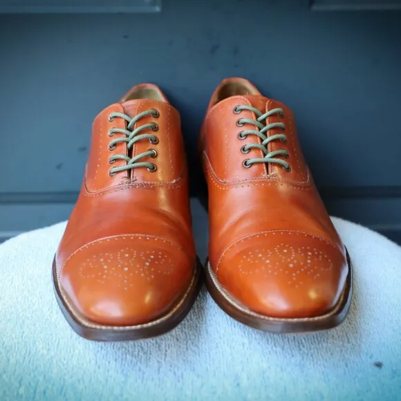 Grenson 9-M Brown Mens Cap Toe Oxford Dress Shoes