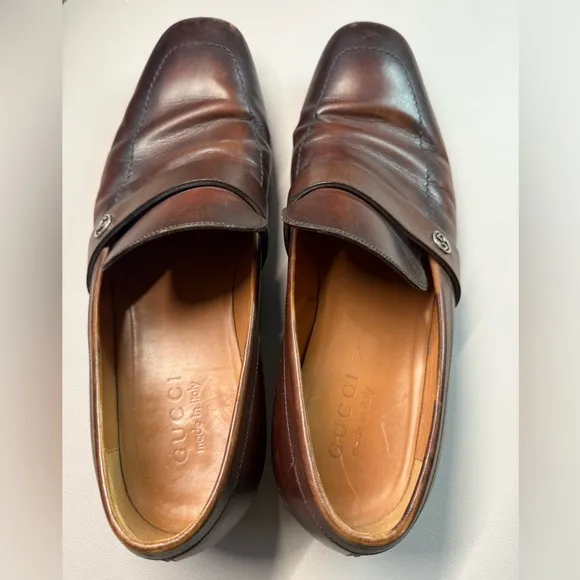 Gucci 170618 Brown Leather Guccissima GG Men’s Loafers