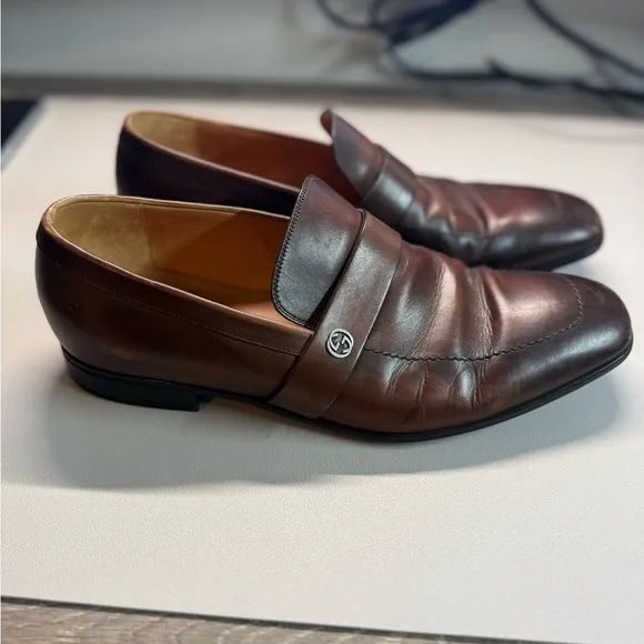 Gucci 170618 Brown Leather Guccissima GG Men’s Loafers