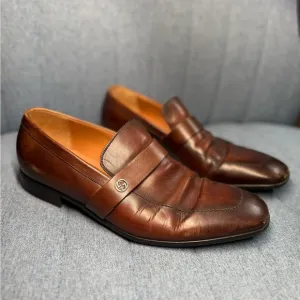 Gucci 170618 Brown Leather Guccissima GG Men’s Loafers