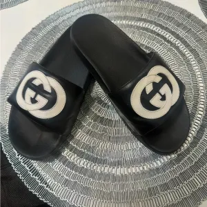 Gucci Black and White Slide Sandals
