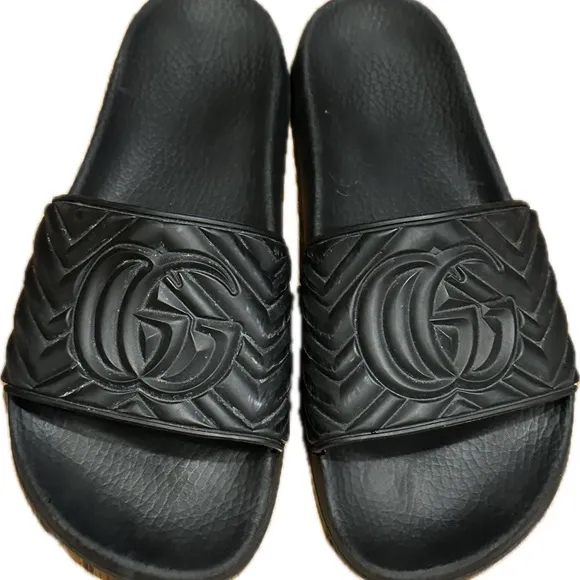 Gucci Black Luxury Slide Sandals with Iconic GG Logo
