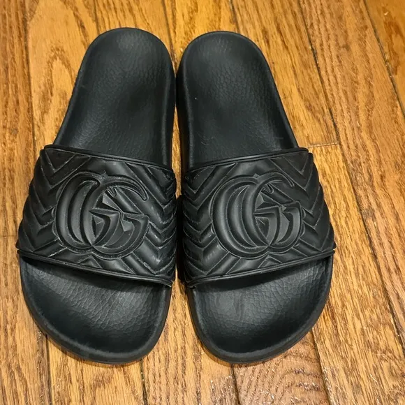 Gucci Black Luxury Slide Sandals with Iconic GG Logo