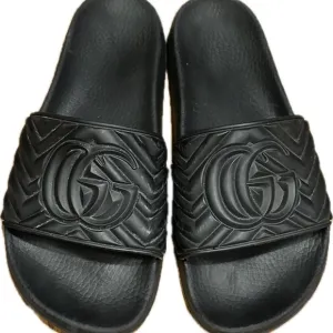 Gucci Black Luxury Slide Sandals with Iconic GG Logo