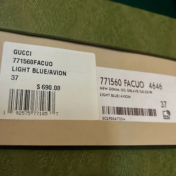 Gucci Blue Monogram Slide Sandals