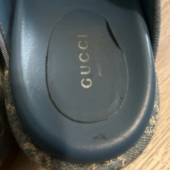 Gucci Blue Monogram Slide Sandals