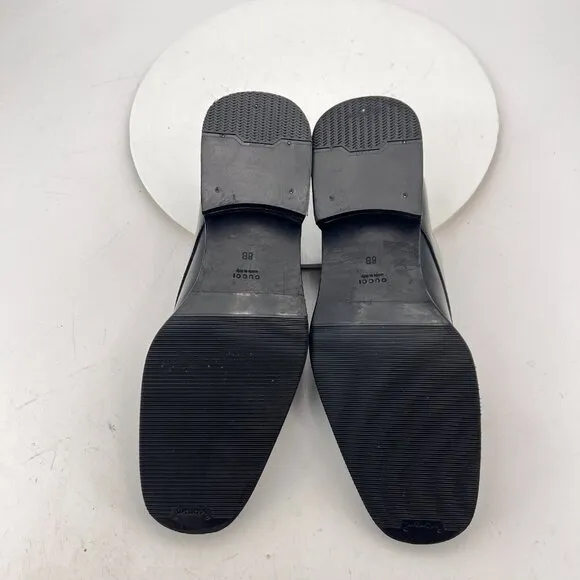 Gucci Double Monk Strap Women Size 8B Black Leather Plain Toe Buckle Dress Shoes