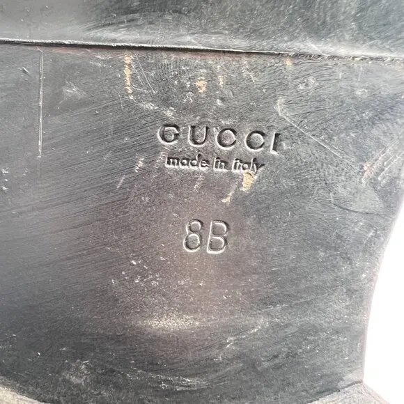 Gucci Double Monk Strap Women Size 8B Black Leather Plain Toe Buckle Dress Shoes