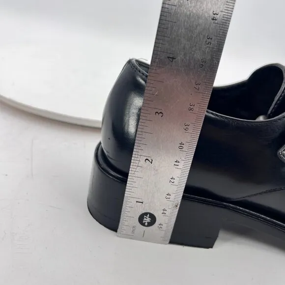 Gucci Double Monk Strap Women Size 8B Black Leather Plain Toe Buckle Dress Shoes
