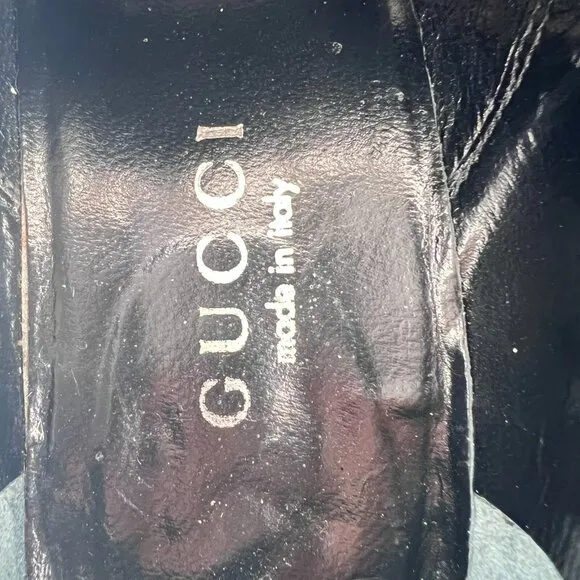 Gucci Double Monk Strap Women Size 8B Black Leather Plain Toe Buckle Dress Shoes