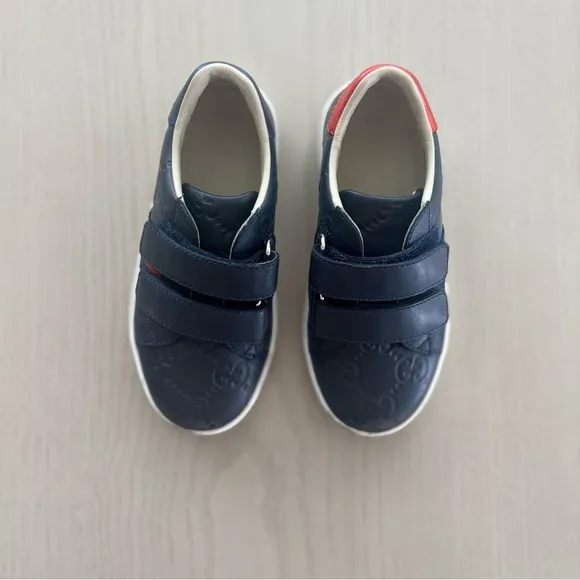 GUCCI Kids Navy Sneakers with Red Stripe