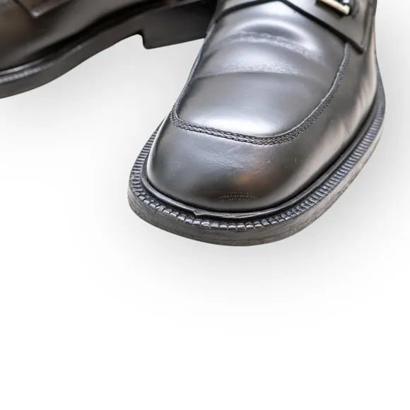 Gucci Loafers Men's Black Leather Horsebit Casual Slip On Shoes Size US 9.5 D