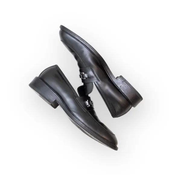 Gucci Loafers Men's Black Leather Horsebit Casual Slip On Shoes Size US 9.5 D
