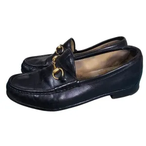 Gucci Men Black Leather Horsebit Loafers Size 9D Designer Quiet Luxury Old Money