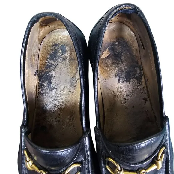 Gucci Men Black Leather Horsebit Loafers Size 9D Designer Quiet Luxury Old Money
