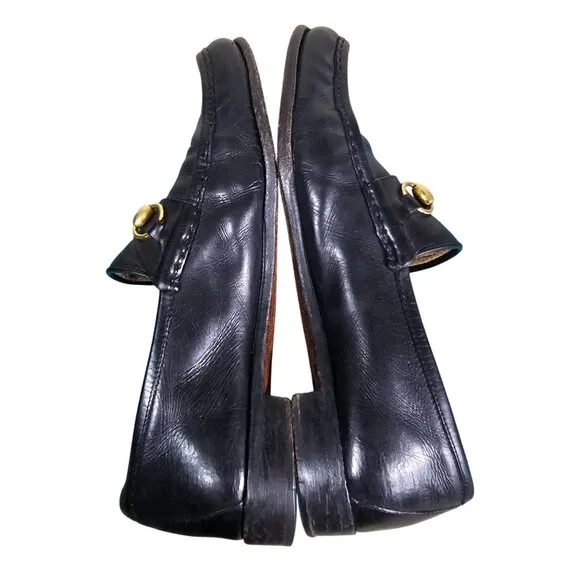 Gucci Men Black Leather Horsebit Loafers Size 9D Designer Quiet Luxury Old Money