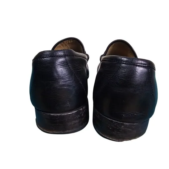 Gucci Men Black Leather Horsebit Loafers Size 9D Designer Quiet Luxury Old Money