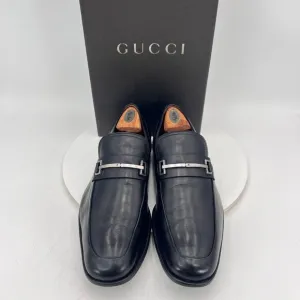 Gucci Men Size UK 9.5 D US 10 Black Leather Horsebit Loafer Pull On Dress Shoes