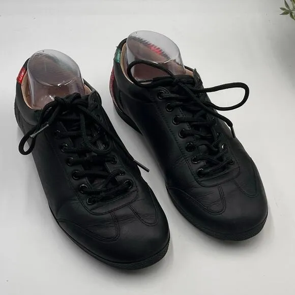 GUCCI Mens Black Bambi Marmont Leather Low Sneaker Trainers Shoes Sz m6.5/8w