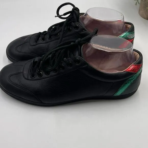 GUCCI Mens Black Bambi Marmont Leather Low Sneaker Trainers Shoes Sz m6.5/8w