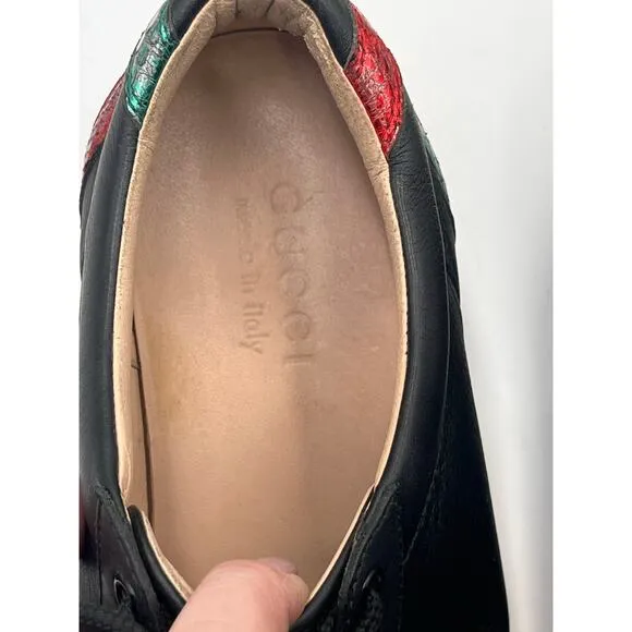 GUCCI Mens Black Bambi Marmont Leather Low Sneaker Trainers Shoes Sz m6.5/8w