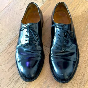 Gucci Mens Italian Black Leather Shoes-Oxford Lace Up Size 10