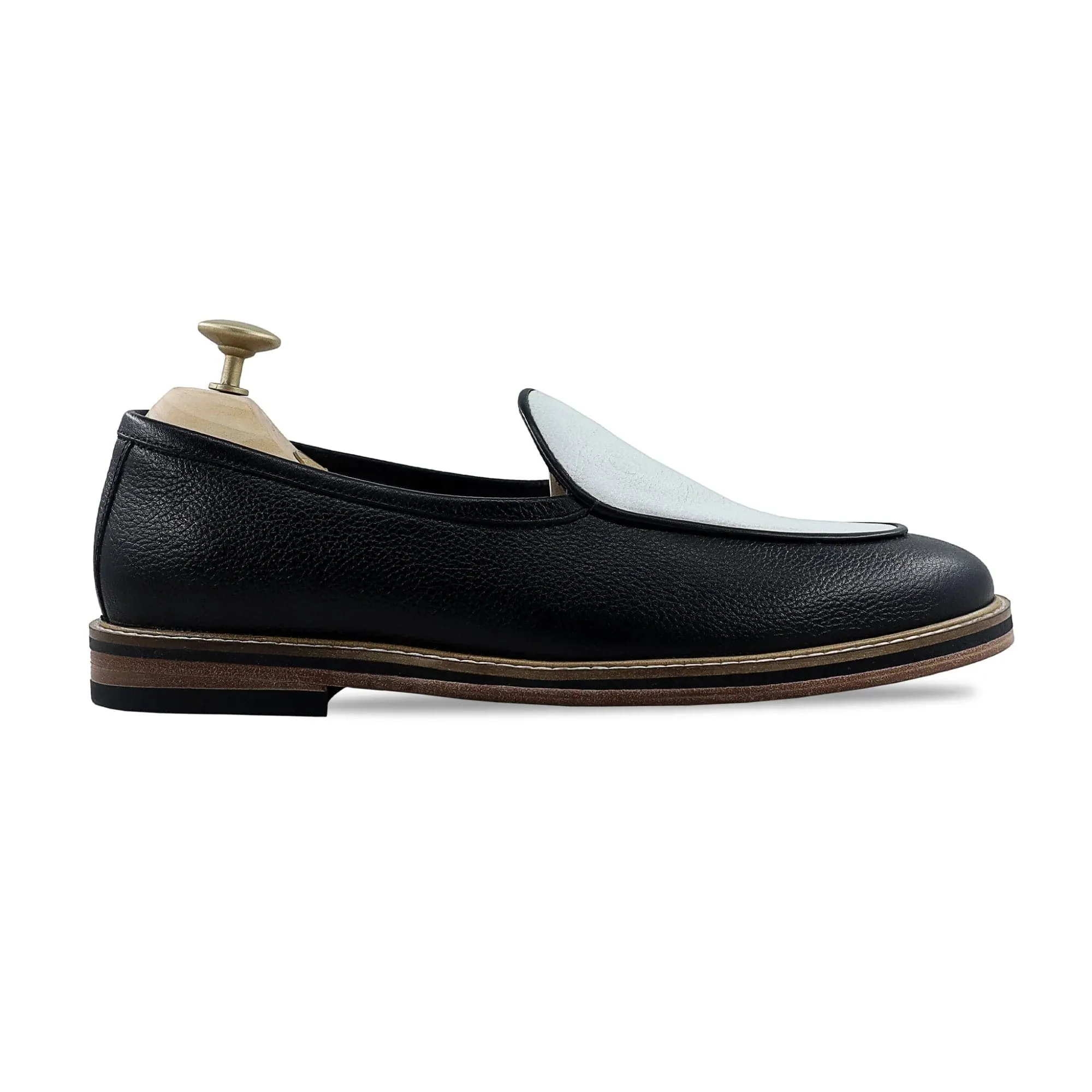 Handmade Custom Black Calf Leather Mens Loafers