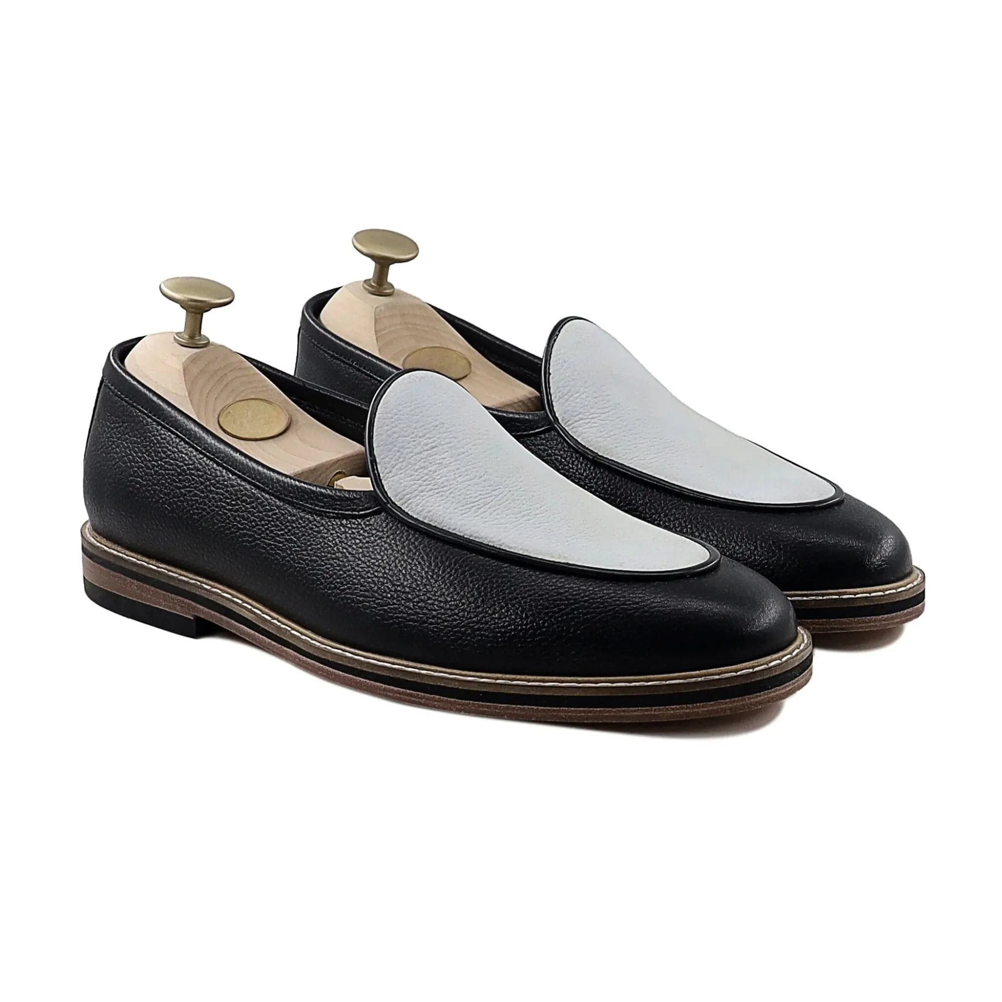 Handmade Custom Black Calf Leather Mens Loafers