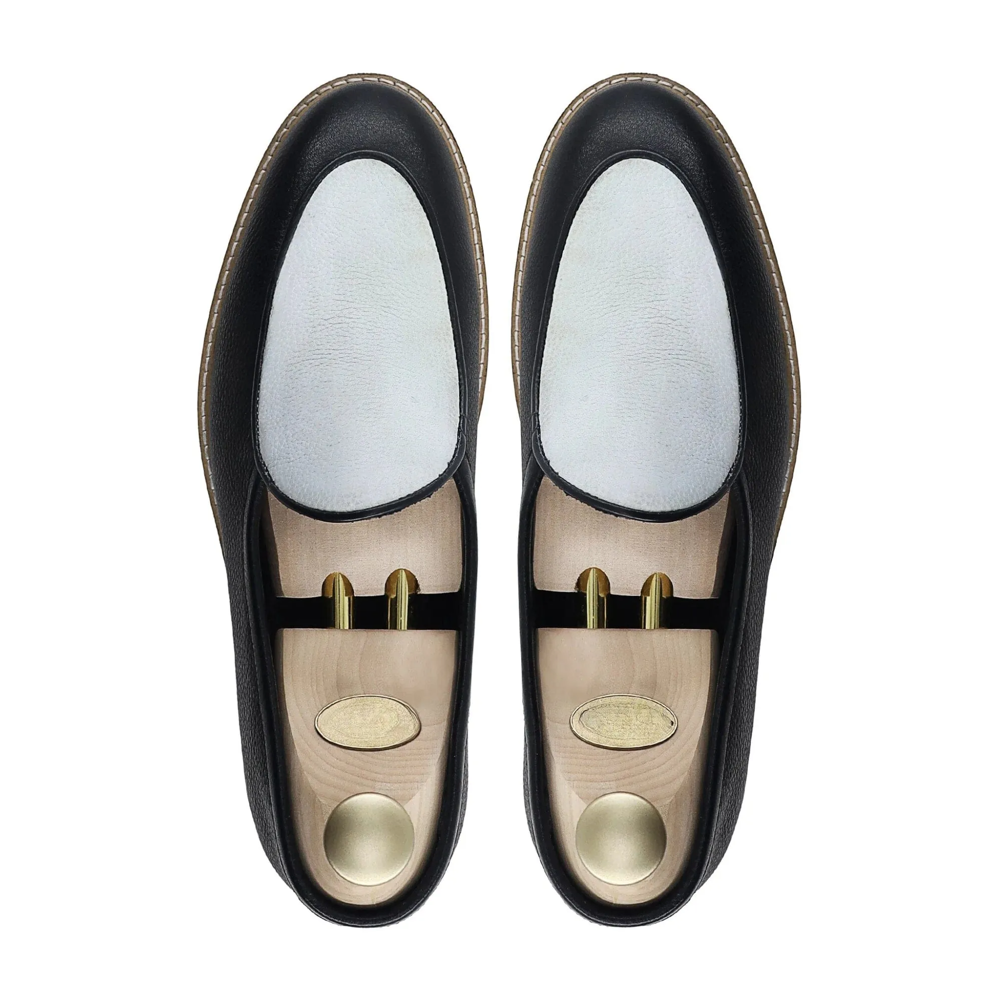 Handmade Custom Black Calf Leather Mens Loafers