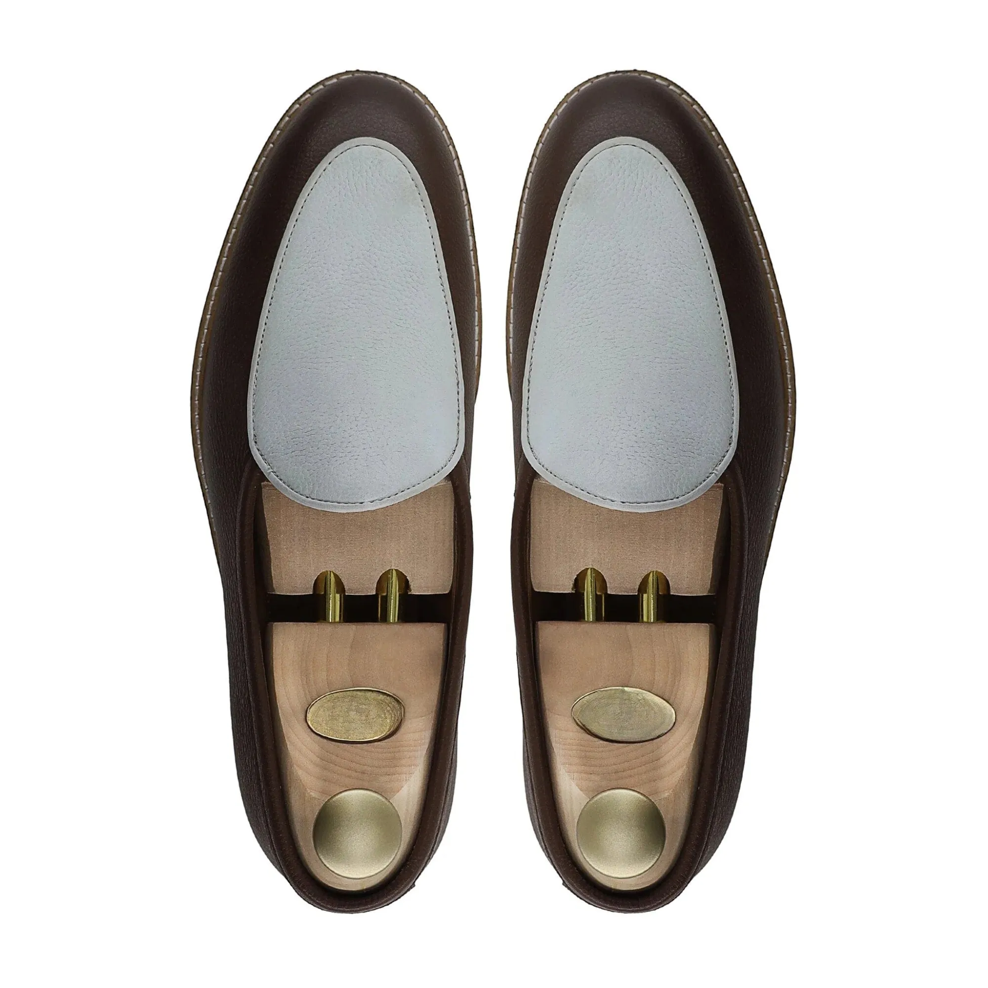 Handmade Custom Brown Calf Leather Mens Loafers