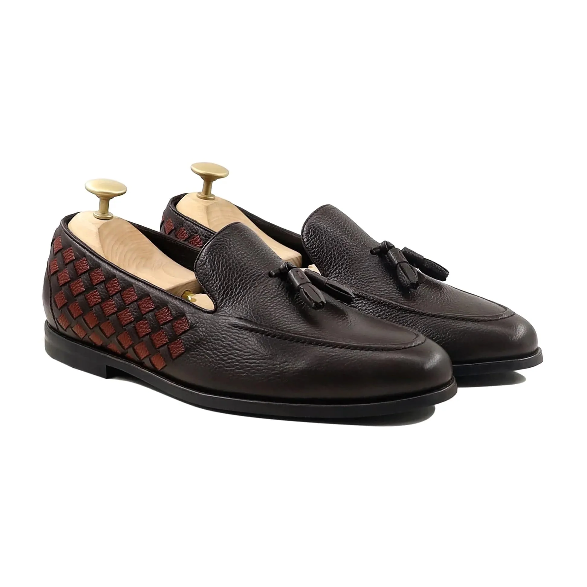 Handmade Custom Brown Leather Mens Loafers